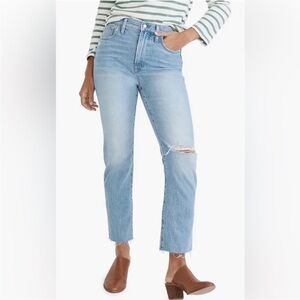 Madewell The Perfect Vintage High Rise Distressed Raw Cropped Jeans Blue SZ 25P